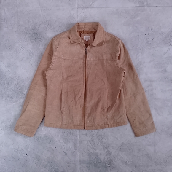 cleo Jackets & Blazers - Suede Zip-Front Jacket in Tan Cleo Leather